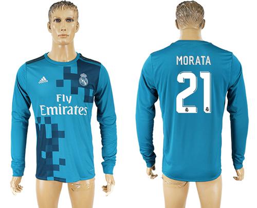 Real Madrid #21 Morata Sec Away Long Sleeves Soccer Club Jersey - Click Image to Close